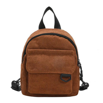 Xajzpa Women's Mini Backpack Fashion Solid Color Corduroy Small Simple Casual Traveling Large Capacity Durable Female's Schoolbag